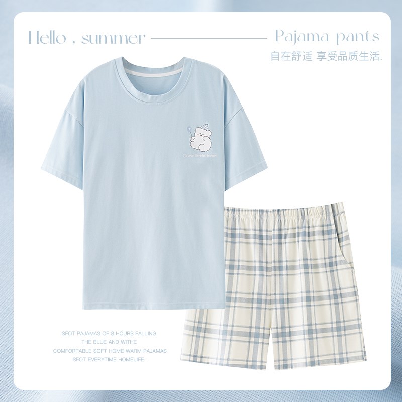2025年新款睡衣女夏季纯棉卡通短袖短裤套装少女家居服夏宽松大码