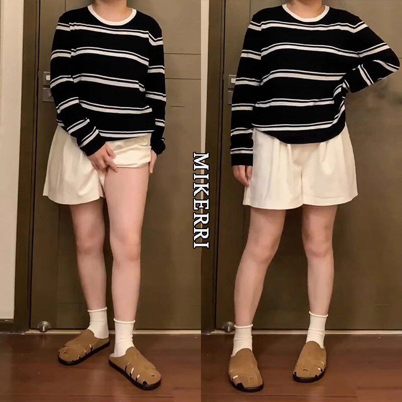 白色小个子休闲短裤女夏季胖mm大码宽松显瘦梨形身材高腰阔腿裤子
