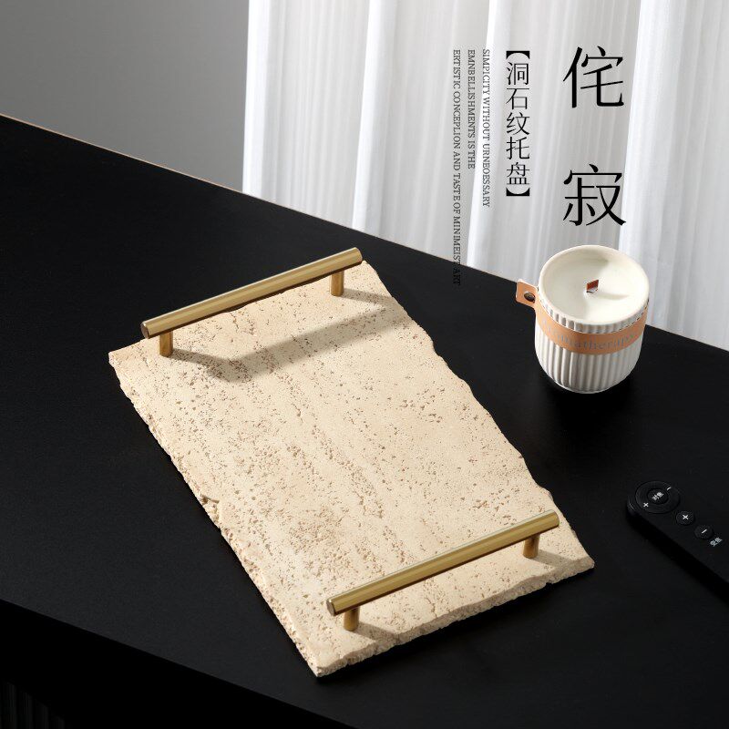 洗漱台托盘浴室卫生间收纳漱口杯牙杯洗手L间置物架洞石洗手台托