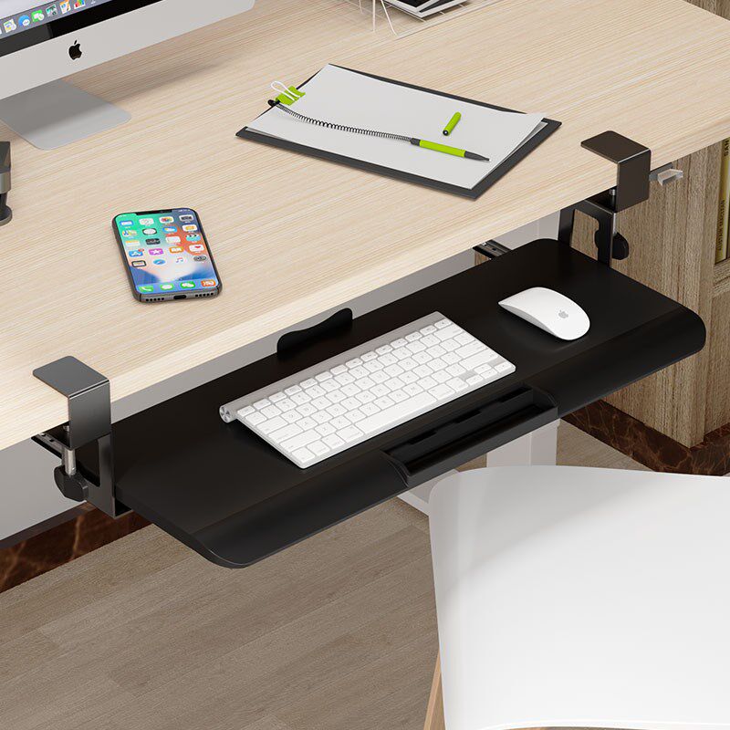 键盘托架免打孔抽屉架托免安装桌面滑轨夹桌下支架电脑鼠标收纳架