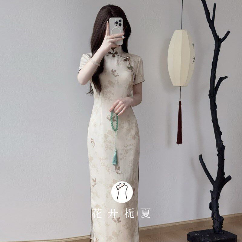 《白萍》新中式改良绝美气质旗袍2025新款年轻款少女连衣裙