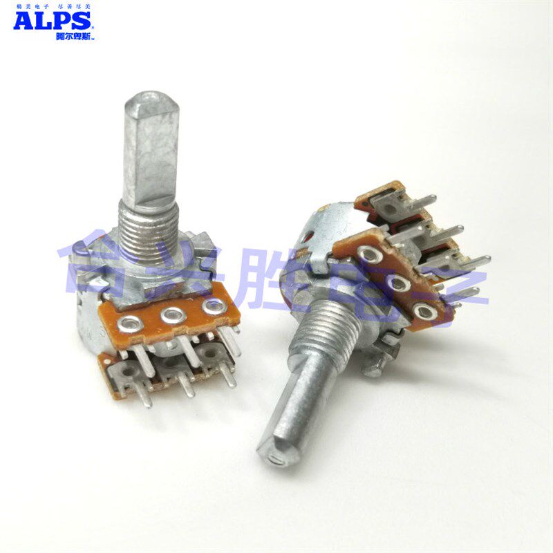 日本ALPS RK163型发烧级功放音响音量电位器双联A50K柄长20mm D柄