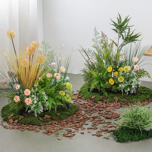 仿真芦苇草丛造景布置酒店橱窗景观装饰园景户外水池青苔假花绿植