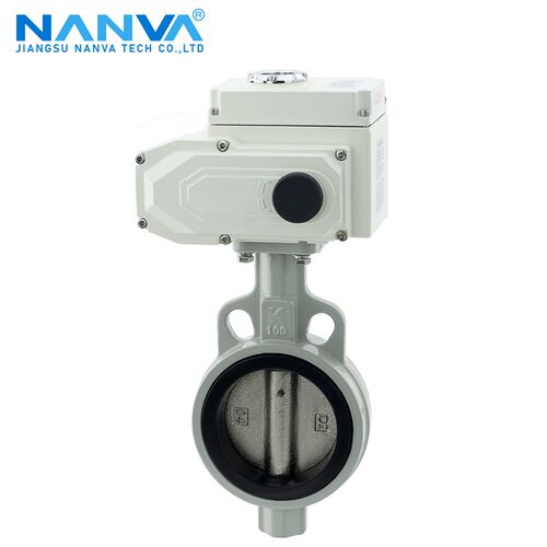 NANVA电动蝶阀D971X-16Q球墨铸铁阀体三元乙丙软密封对夹式切断阀
