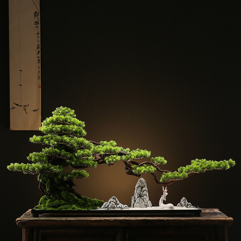 新中式仿真盆景迎客松摆件玄关客厅家居办公室酒店茶桌装饰品造景,农用物资,苗木固定器/支撑器,淘宝优惠券,粉丝福利购,淘宝优惠卷