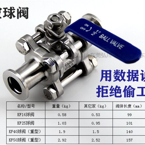 304不锈钢高真空球阀GU-KF16 KF25 KF40 KF50 手动快装阀门固德