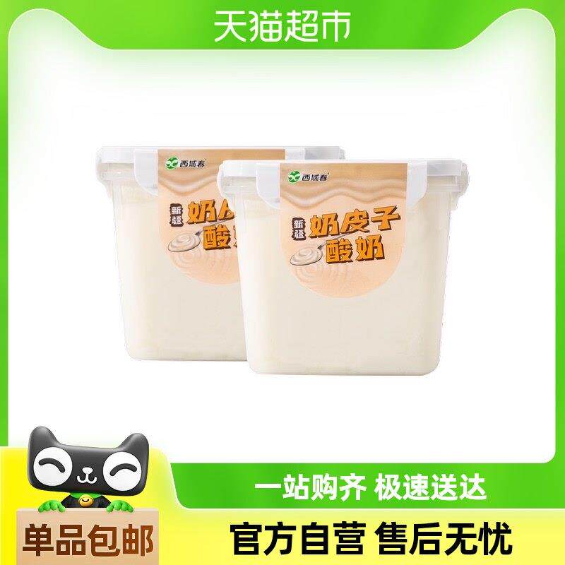 西域春新疆奶皮子酸奶1kg*2桶新疆特产低温大桶老酸奶顺丰包邮