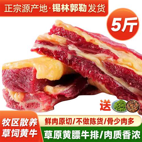 内蒙古黄膘牛排骨5斤 牛肋排牛肉牛肋条牛仔骨草饲散养新鲜生鲜