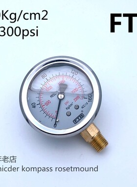 FTB不锈钢立式压力表0-160Kg/cm2液压表2300psi油压表323.11.22