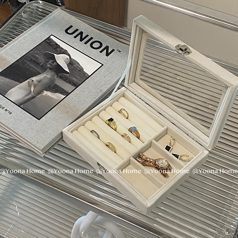 Yoona Home ins风简约奶油色首饰盒学生宿舍耳饰手饰品收纳盒子