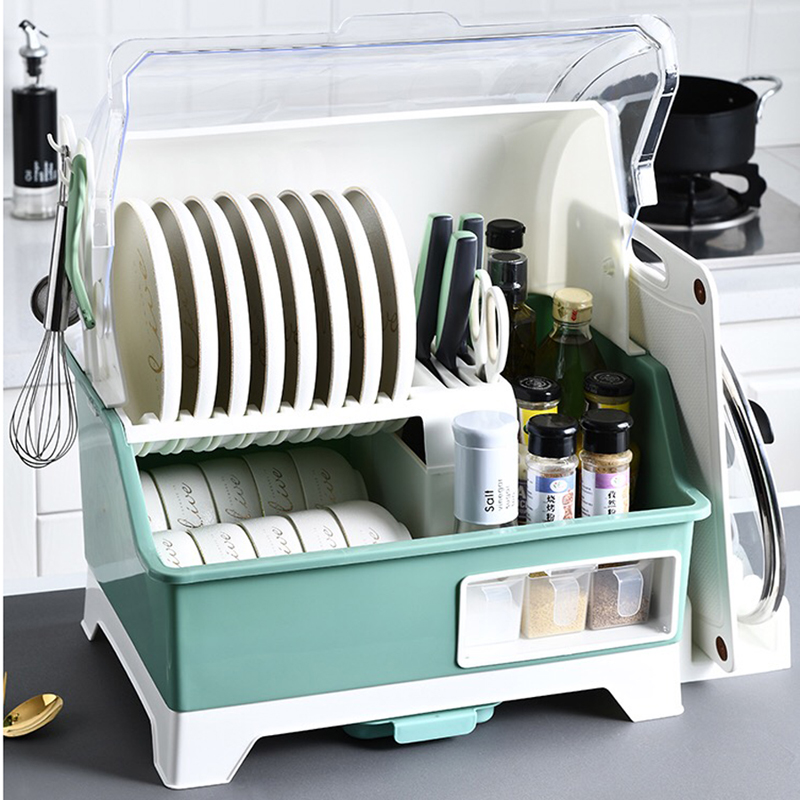 盘子碗置物架餐具收纳碗柜沥水碗架厨房碗架沥水架碗碟收纳盒带盖