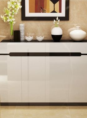 白色现代简约北欧烤漆对开门门口鞋架鞋柜玄关功能大容量阳台鞋柜