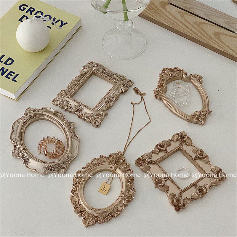 Yoona Home小相框树脂金色欧式浮雕美甲耳饰饰品定位框复古金色