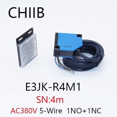 沪工CHIIB A级光电开关E3JK-R4M1 反射4米常开常闭 AC380V 传感器
