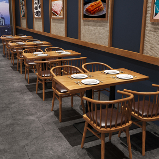 餐厅桌椅商用实木小吃面馆火锅日料理寿司咖啡饭店快餐饮卡座沙发