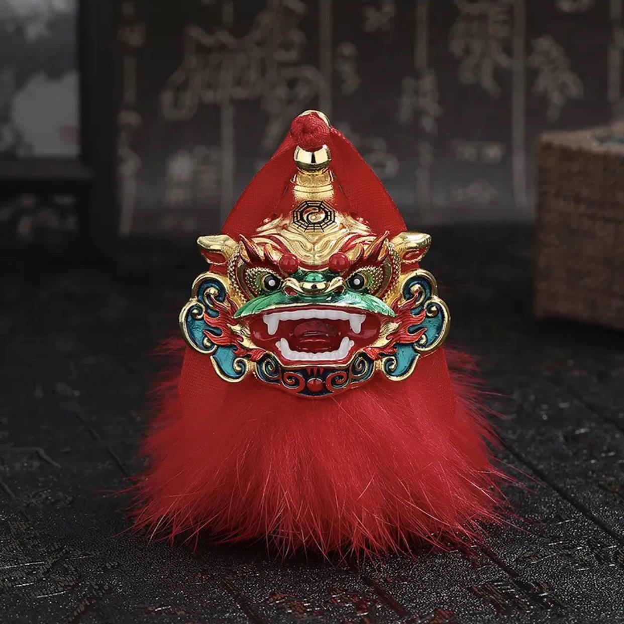海陆丰传统虎狮汽车麒麟虎狮装饰品摆件车载弹簧摇头平安吉祥摆件