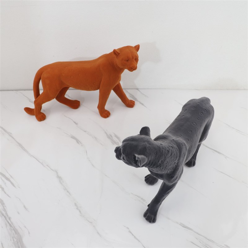 欧式创意植绒金钱豹动物摆件客厅书房酒店办公室样板房家居装饰品