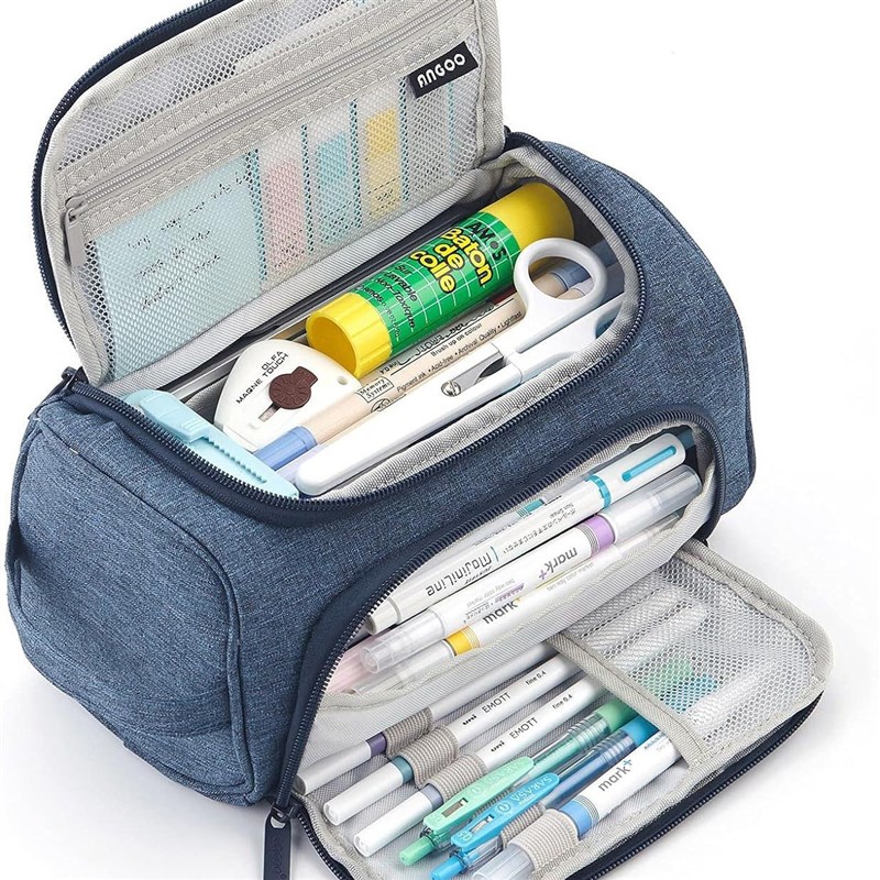 2024年新款中小学生笔袋便携式大容量加厚铅笔盒多功能双层文具盒