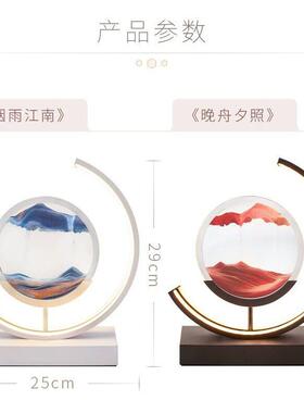 创意解压月亮款3D流沙画小夜灯摆件家居装饰品氛围灯工艺品材料包