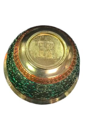 工艺品仿古做旧彩绘百福金碗中式摆件金属工艺品办公室招财
