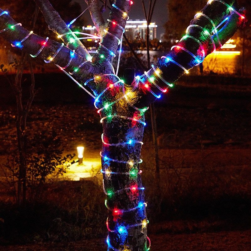 现货供应太阳能管子灯串 加亮带遥控PVC软管铜线灯圣诞庭院装饰灯