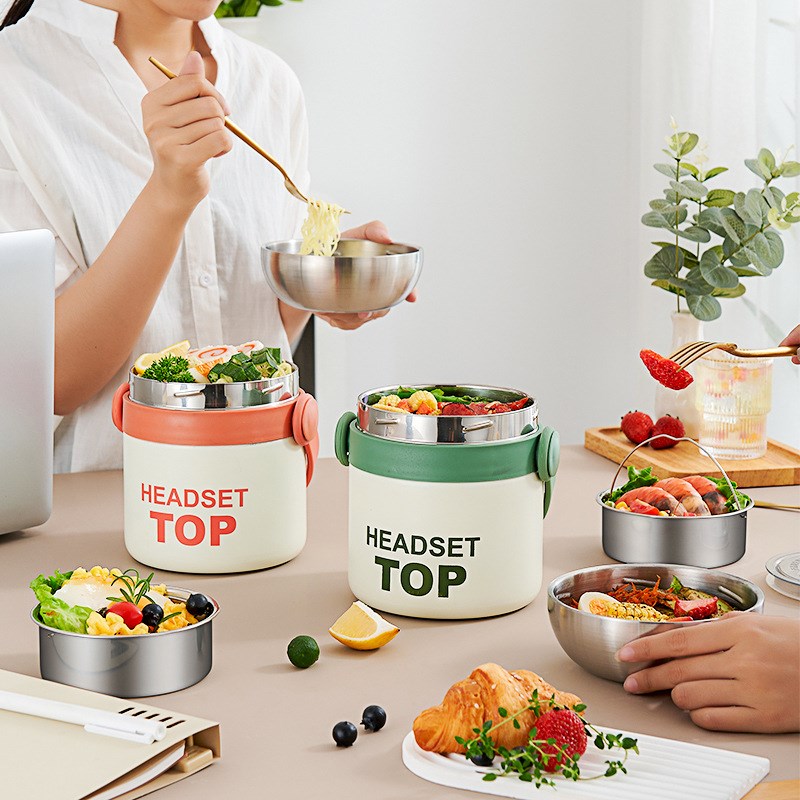 304不锈钢真空保温饭盒上班族大容量多层保温学生便当盒提锅