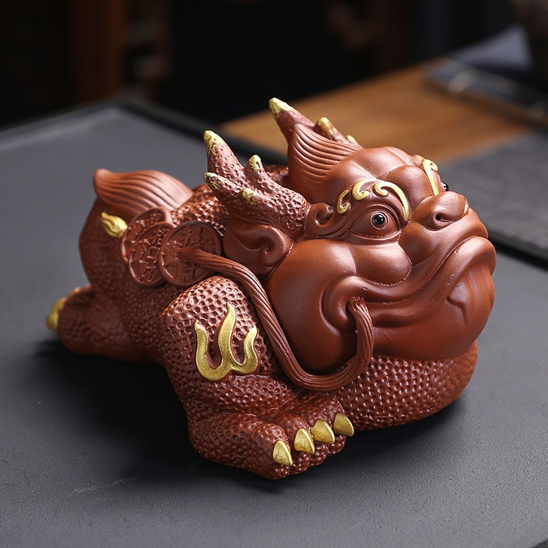 大号招财金蟾紫砂茶宠摆件 可养三足蟾蜍茶盘茶玩 家居牛蟾装饰品