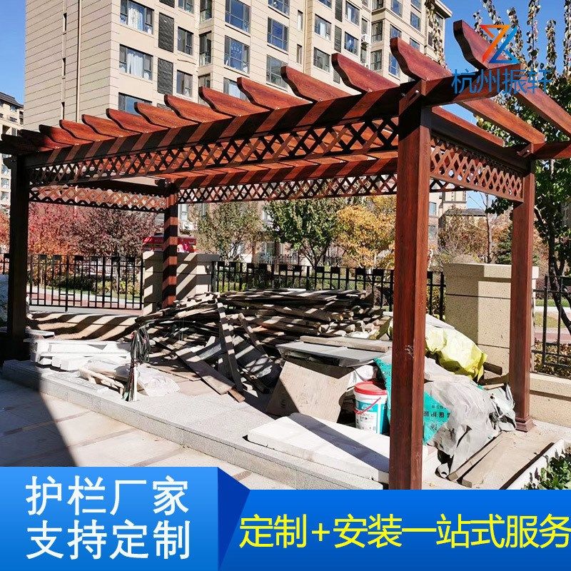 铝合金葡萄架户外庭院设计别墅花园防腐木天台凉亭花架阳台遮雨棚