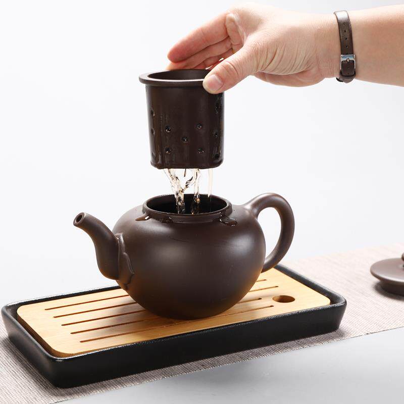 宜兴紫砂壶大容量带滤芯长口壶功夫茶套装泡茶茶壶大型酒店家用