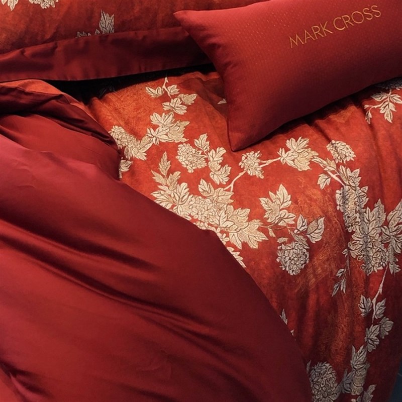 中式结婚100S长绒棉数码印花四件套新婚庆喜被套床上用品婚礼床单