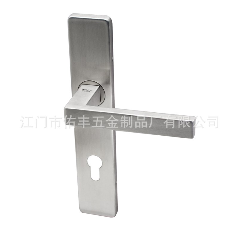 欧式简约304不锈钢拉丝一体面板办公门锁 方管执手锁 室内大门锁