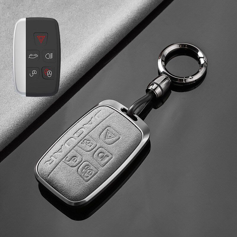 适用捷豹XEL车钥匙套XFL I-PACE E-PACE F-TYPE翻毛皮钥匙包壳扣