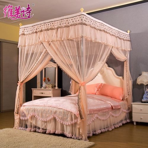 厂家宫廷落地蚊帐防尘蚊帐顶布加粗不绣钢支架三开门欧式蚊帐