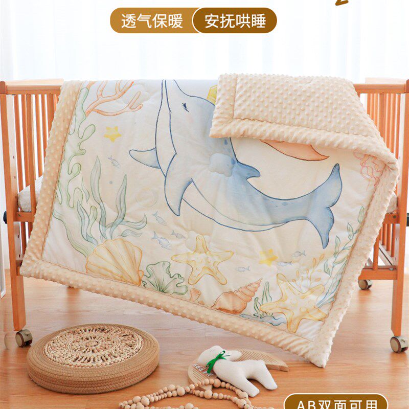 婴儿被子秋冬季j幼儿园儿童暖感盖毯婴童豆豆被初生宝宝专用小被