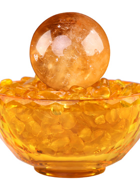 聚宝盆摆件八吉祥碗琉q璃白色粉黄色水晶球碎石客厅玄关商铺工艺