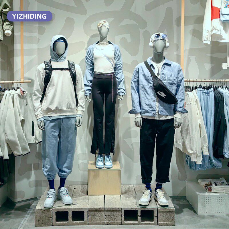 运动模特道具展示架男模特假人全身女服装店N跑步肌肉模特人偶灰