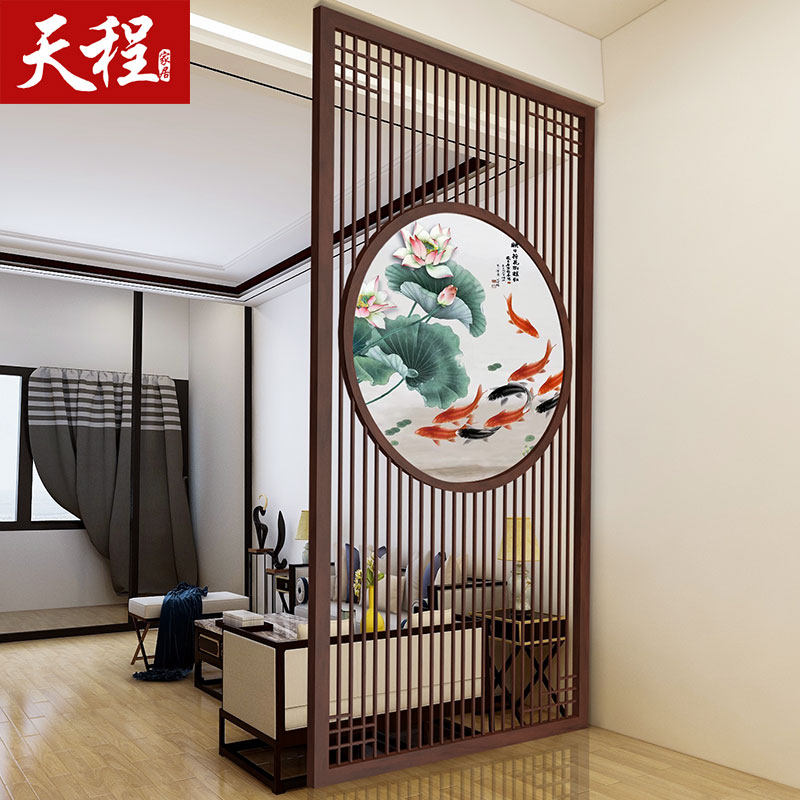 新中式屏风实木花格隔断墙u进门入户玄关家用酒店遮挡简约镂空背