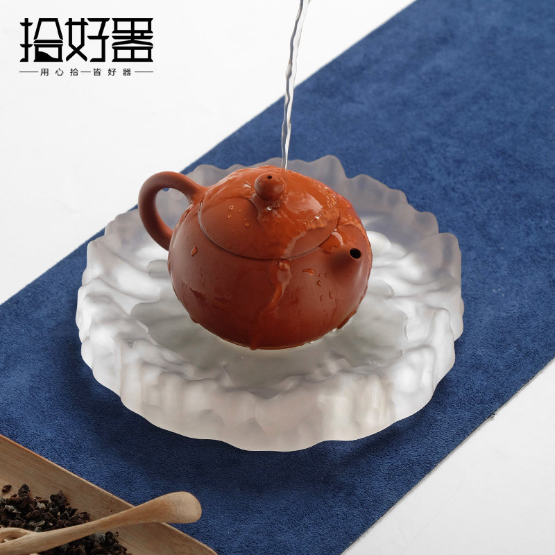 琉璃壶承干泡台加厚玻璃养壶w垫日式托盘茶承小号茶台茶盘茶具配