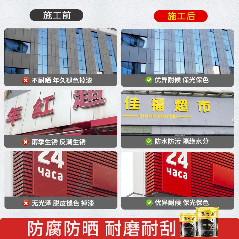 铝塑板改色氟碳漆pvoc户外广告门头招牌不锈钢专用二合一防锈油漆
