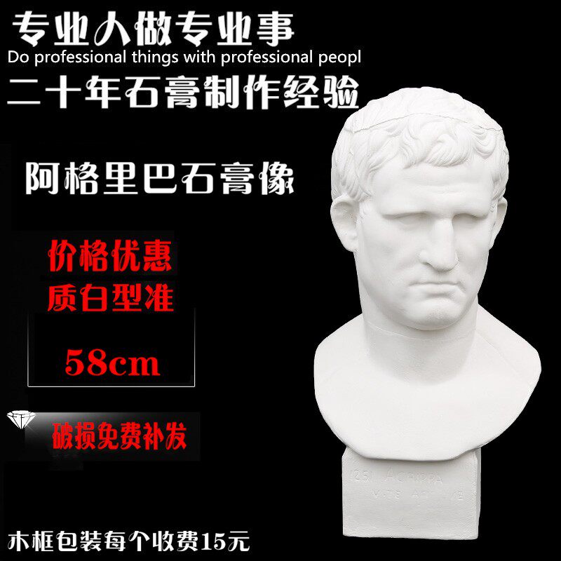阿格里巴石膏像人物头像美术教具石膏头像素描石膏静物模型摆件