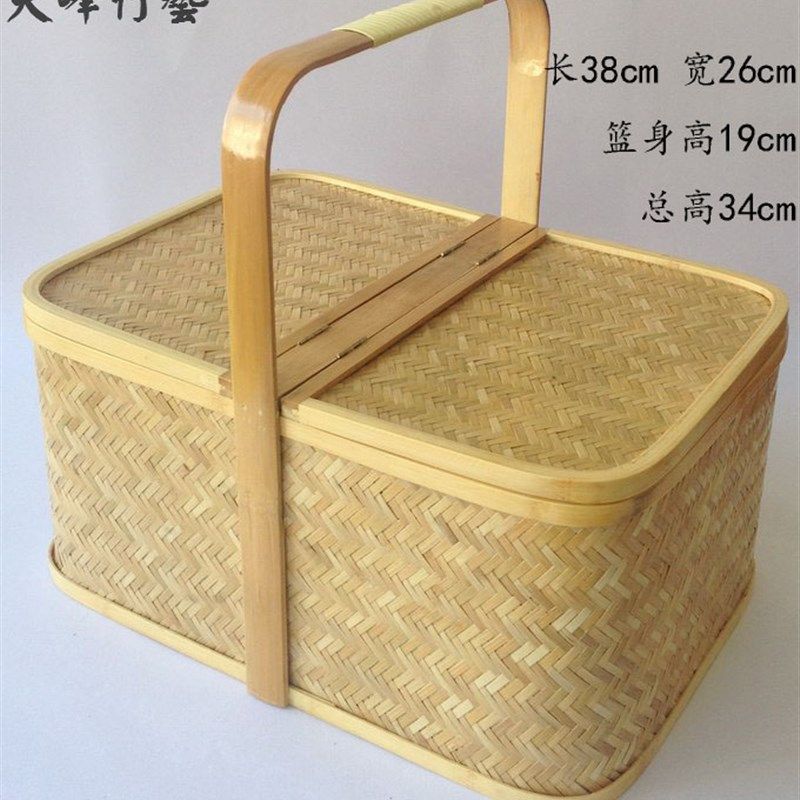 酒店清洁篮 竹编野餐篮 买菜篮子 保洁篮 茶具收纳篮 竹编手提篮