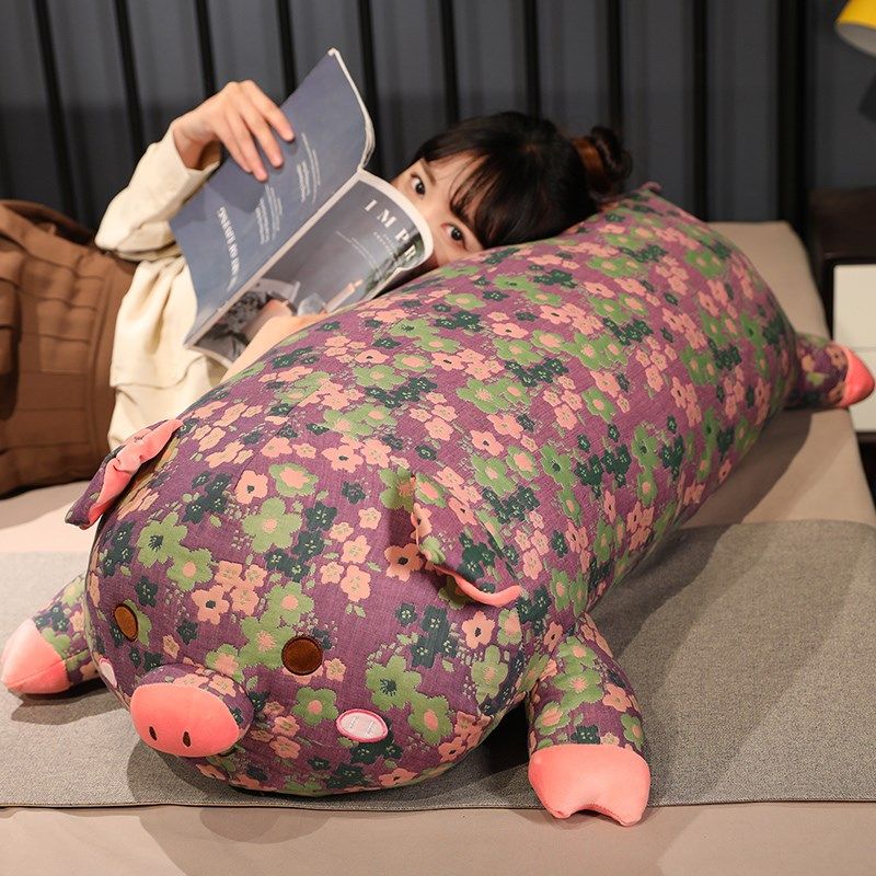 三层纱猪玩偶抱睡公仔女生v睡觉抱枕长条布偶娃娃床上夹腿毛绒玩