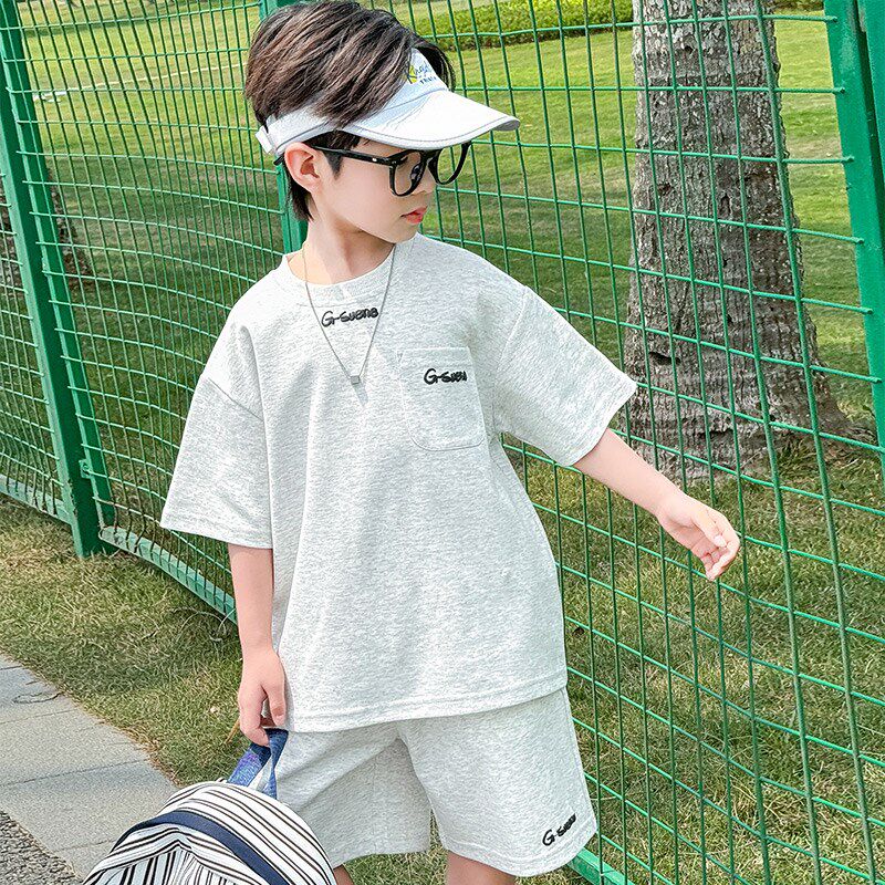 男童套装夏装2025新款儿童夏季男孩休闲薄款韩系时髦帅Z气两件套