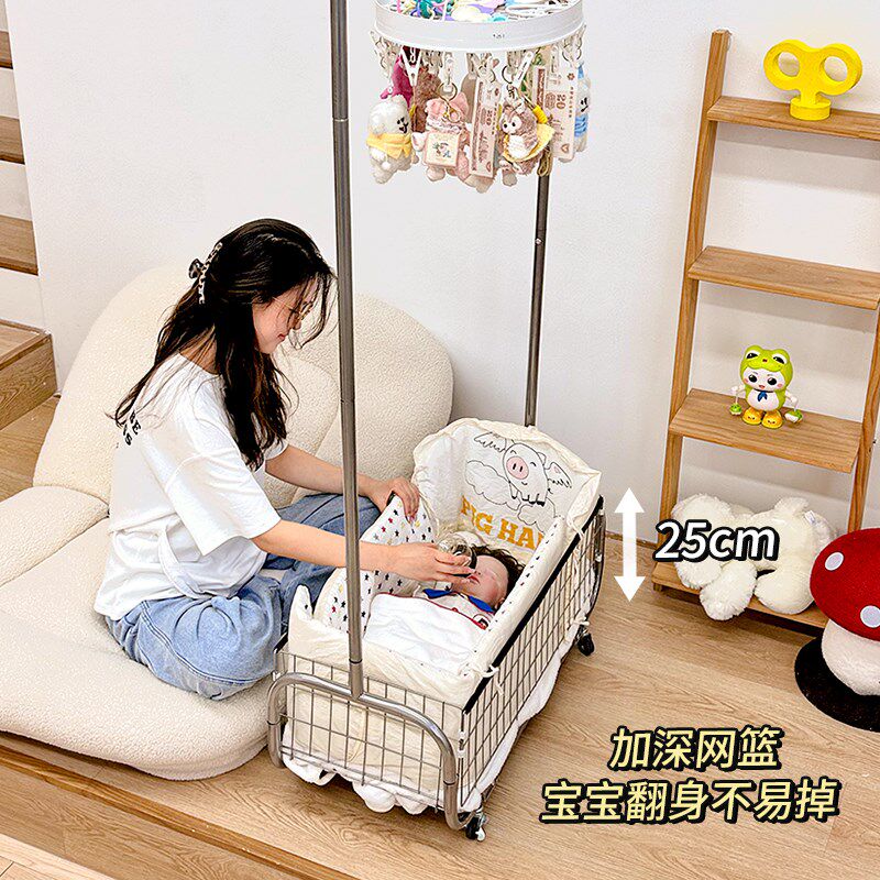 小户型婴儿床可移i动2025新款多功能防掉铁艺摇篮床新生宝宝摇摇
