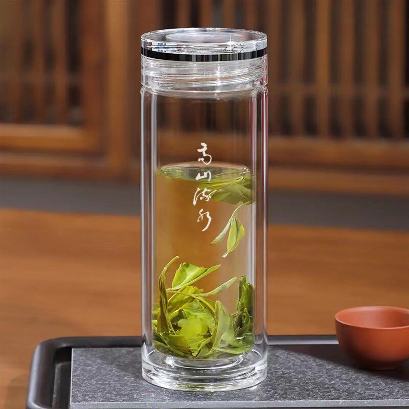 清涟水晶级男h士双层玻璃杯茶杯防烫车载商务礼品定制泡茶水杯