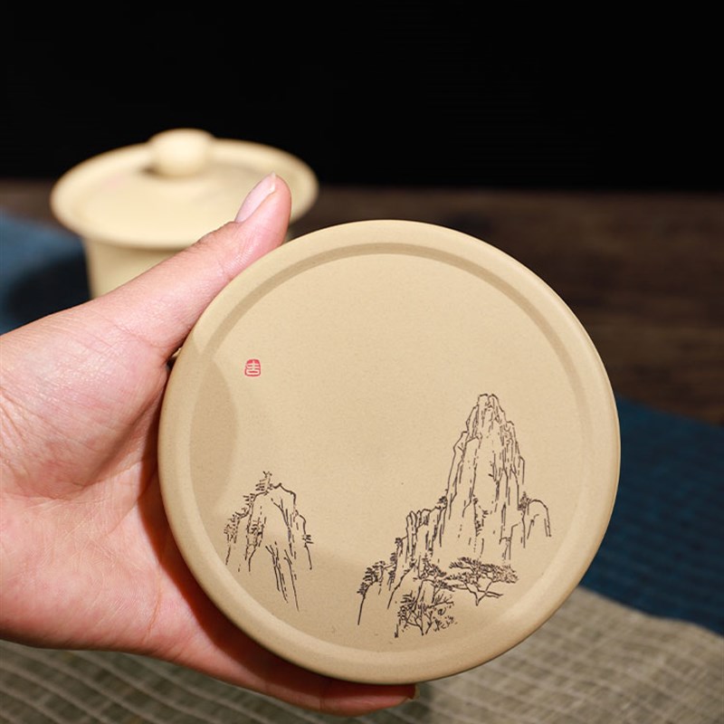 云南建水紫陶壶承白泥壶杯垫摆件迷E你干泡台盖碗茶承非紫砂青花