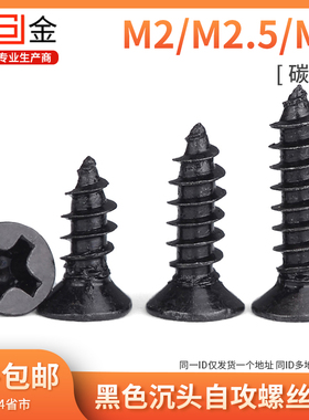 M1M1.2M1.4M1.7黑色沉头自攻螺丝钉KA铁电子小螺丝平头自攻螺丝