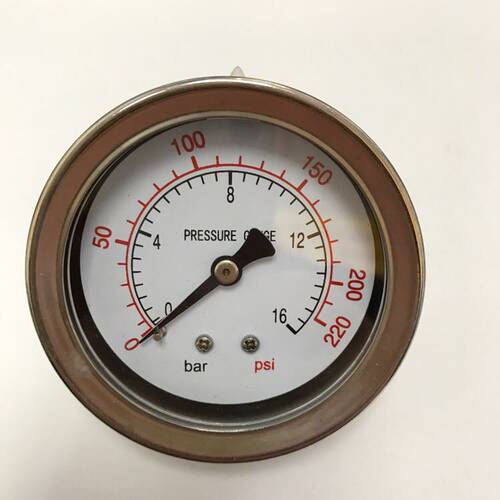 轴向压力表 压力0-16bar 220psi 直径69mm 铜螺纹M14x1.5 不充油