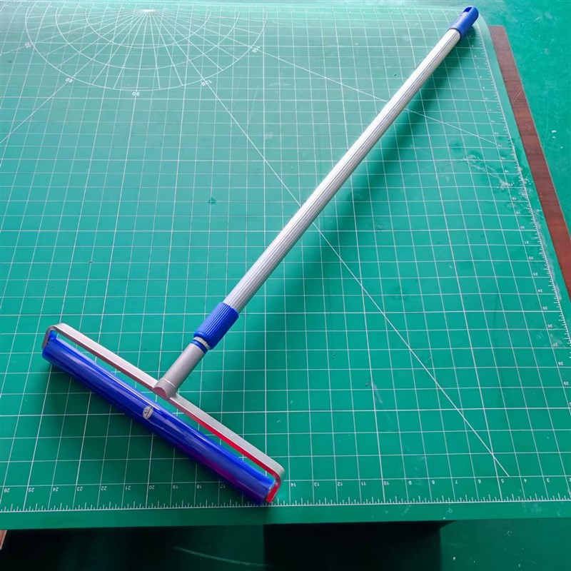 加长杆伸缩金属手柄除尘轮矽胶 压膜轮 全不锈钢硅胶滚轮 粘尘棍