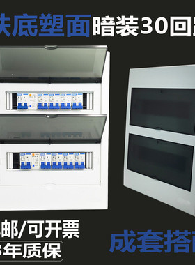 铁底双排暗装30回路强电箱成套组合家用配电箱照明箱豪华电控箱